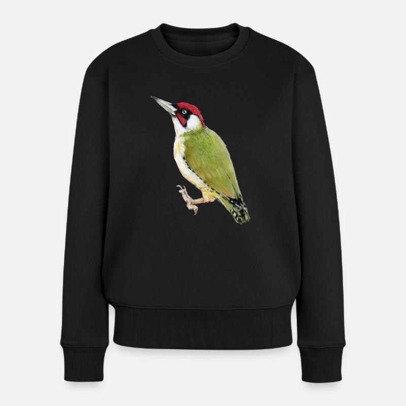 Grünspecht - Frauen Premium Bio Pullover - Schwarz
