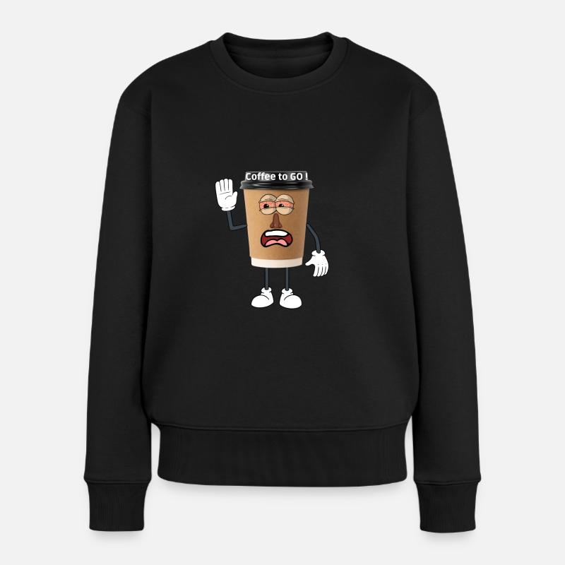 coffee to go - Frauen Premium Bio Pullover - Schwarz