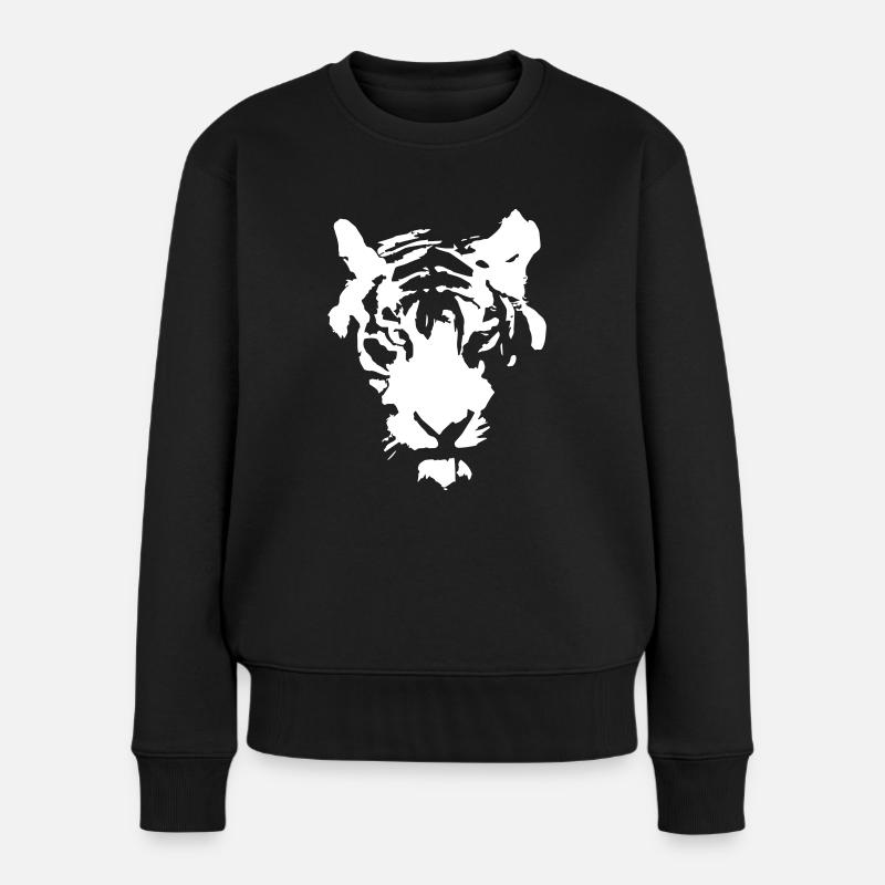 Tiegerkopf - Frauen Premium Bio Pullover - Schwarz
