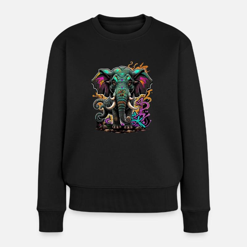 Graffiti éléphant - Pull Premium bio Femme - noir