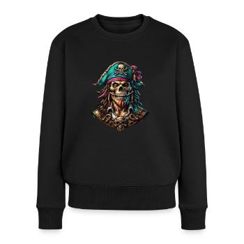 Pirate - Pull Premium bio Femme - noir - Devant - Julia (174cm)