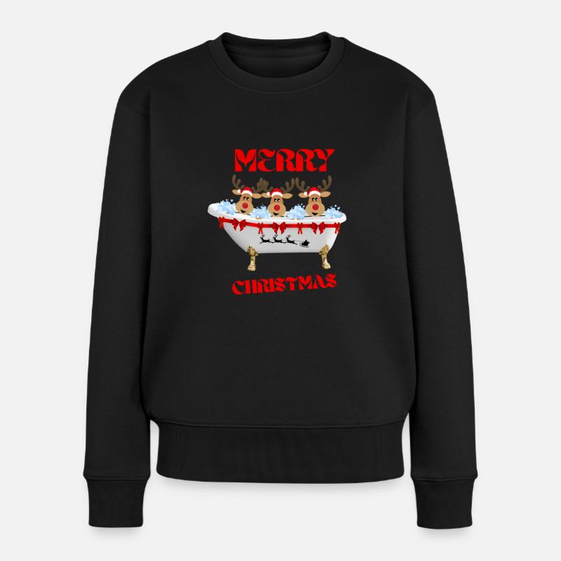 Merry Christmas - Frauen Premium Bio Pullover - Schwarz