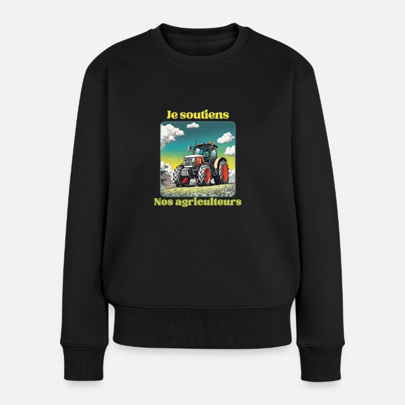 Ich unterstütze unsere Landwirte - Frauen Premium Bio Pullover - Schwarz