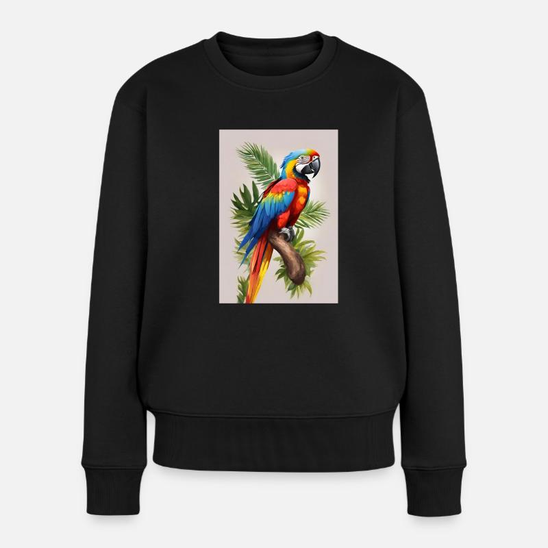 Papagei - Frauen Premium Bio Pullover - Schwarz