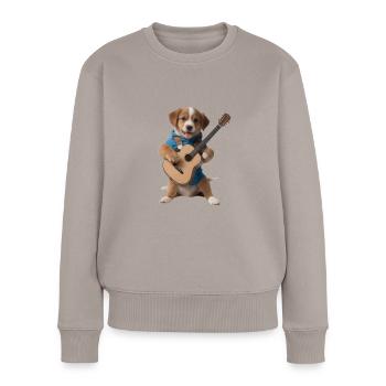 Puppy Dog Gitarre - Frauen Premium Bio Pullover - Taupe - Vorne - Julia (174cm)
