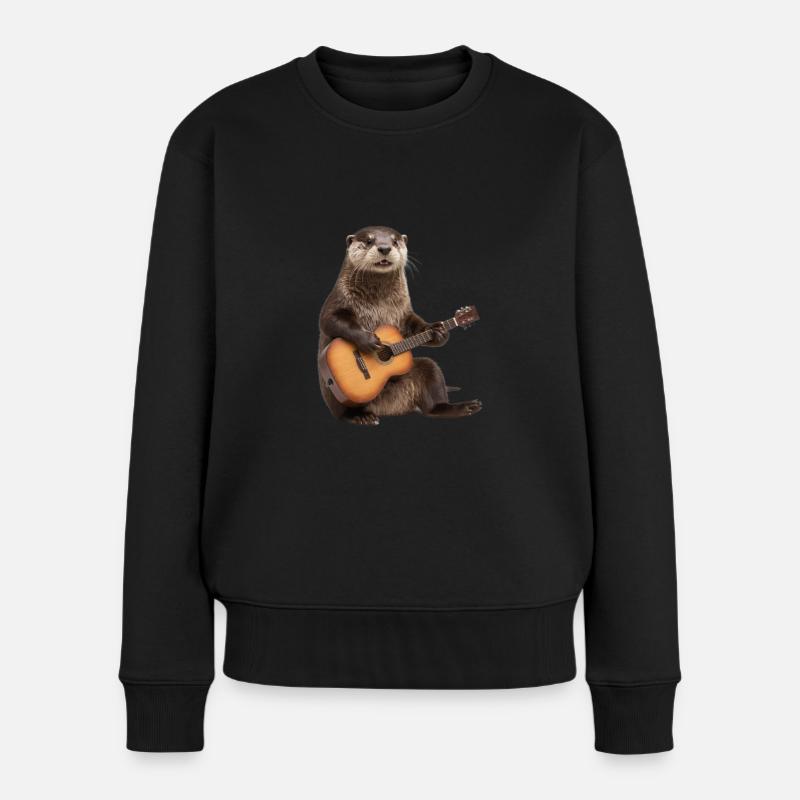 Murmeltier Gitarre Otter - Frauen Premium Bio Pullover - Schwarz
