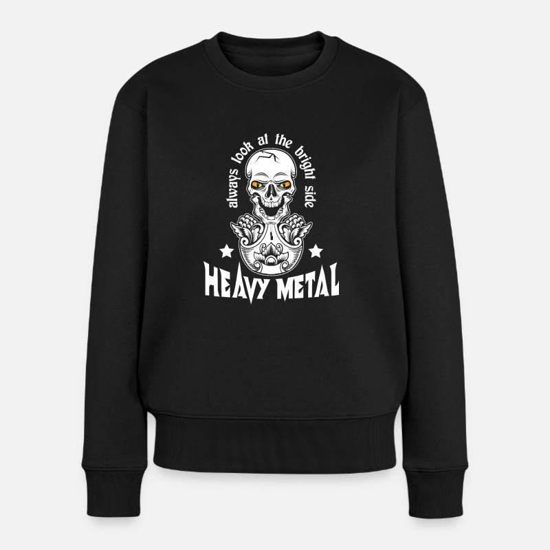 Heavy Metal Design Always look at the bright side - Frauen Premium Bio Pullover - Schwarz