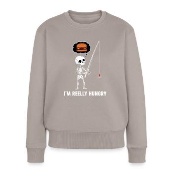 J’ai vraiment faim - Pull Premium bio Femme - taupe - Devant - Julia (174cm)