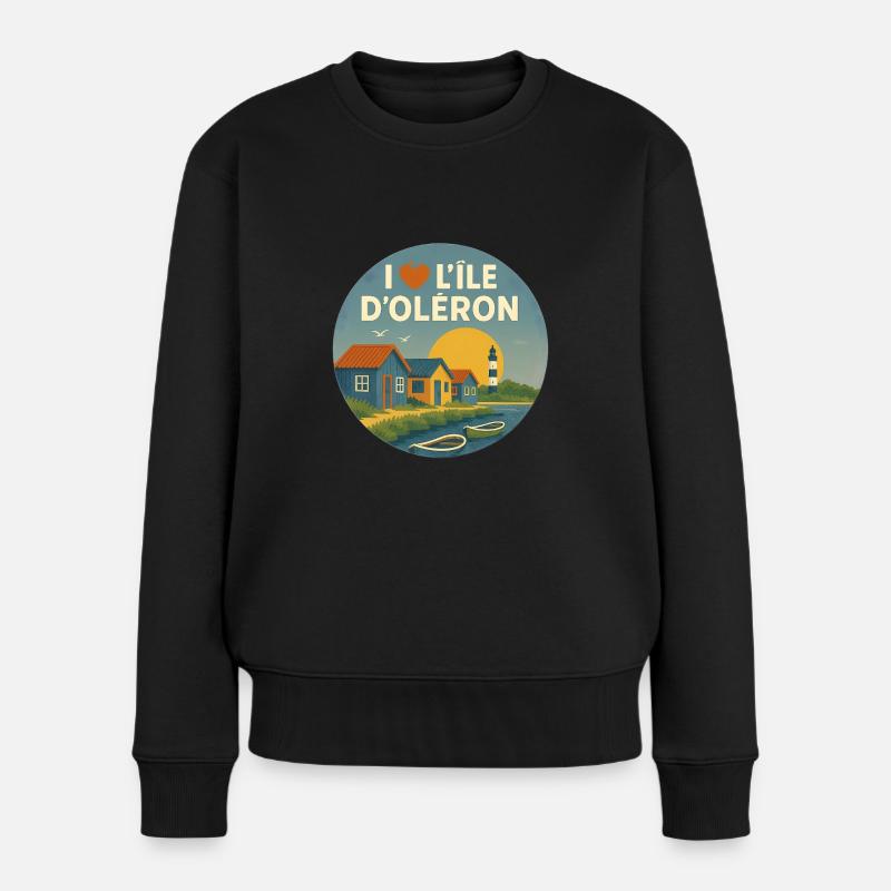 Ich liebe die Ile d'Oléron - Frauen Premium Bio Pullover - Schwarz