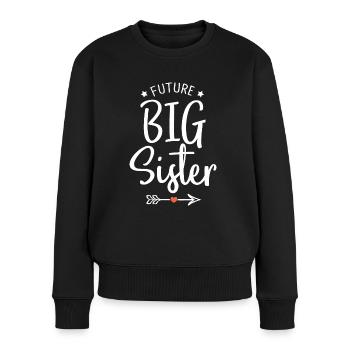 future big sister geschenk geburt große Schwester - Frauen Premium Bio Pullover - Schwarz - Vorne - Julia (174cm)