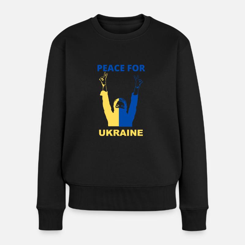 PEACE FOR UKRAINE - Frauen Premium Bio Pullover - Schwarz