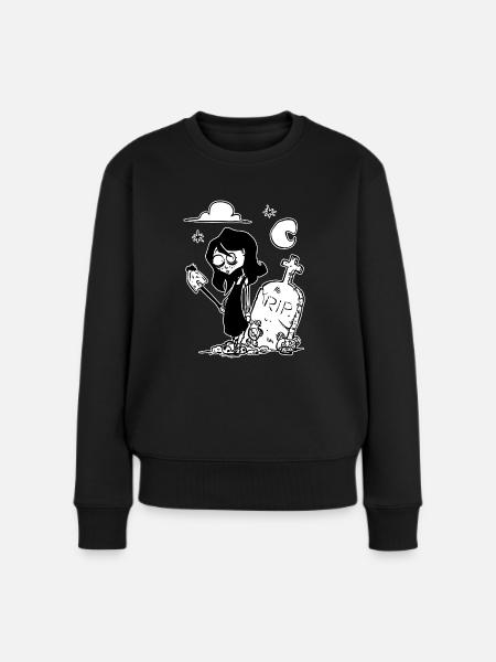 Gruselige Mädchen auf einem Friedhof - Frauen Premium Bio Pullover - Schwarz