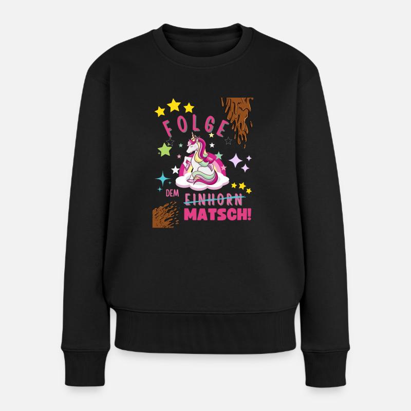 Muddy run shirt mud Matsch Lauf Einhorn obstacle - Frauen Premium Bio Pullover - Schwarz
