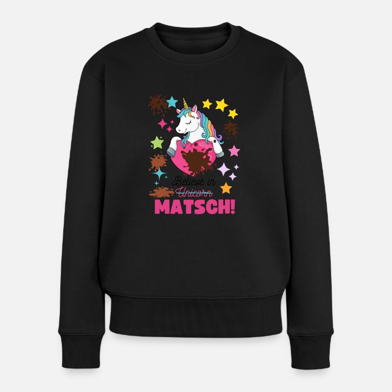 Muddy run shirt mud Matsch Lauf Einhorn Team Frau - Frauen Premium Bio Pullover - Schwarz