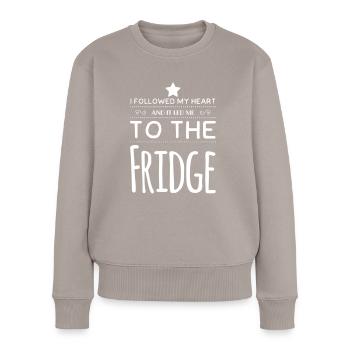 I Followed My Heart And It Led Me To The Fridge - Women's Premium Organic Jumper - taupe - Front - Julia (174cm)