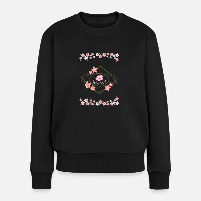 Champêtre rose pastel - Pull Premium bio Femme - noir