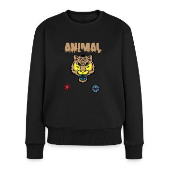 Tigergesicht zeichnen - Frauen Premium Bio Pullover - Schwarz - Vorne - Julia (174cm)
