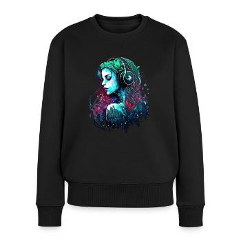 Sirène, DJ, Chemin d’eau, Belle femme - Pull Premium bio Femme - noir - Devant - Julia (174cm)