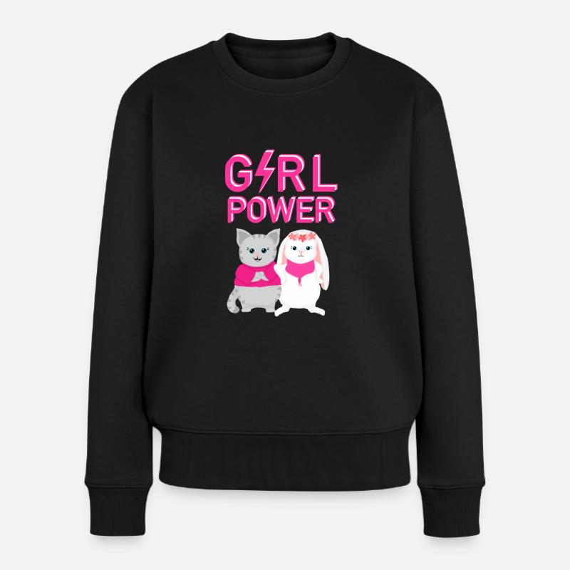 Girlpower - Frauen Premium Bio Pullover - Schwarz