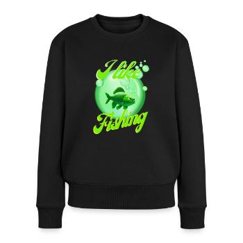 J’aime la pêche #1 - Pull Premium bio Femme - noir - Devant - Julia (174cm)