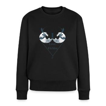 Herzförmiges Design für Angelliebhaber - Frauen Premium Bio Pullover - Schwarz - Vorne - Julia (174cm)
