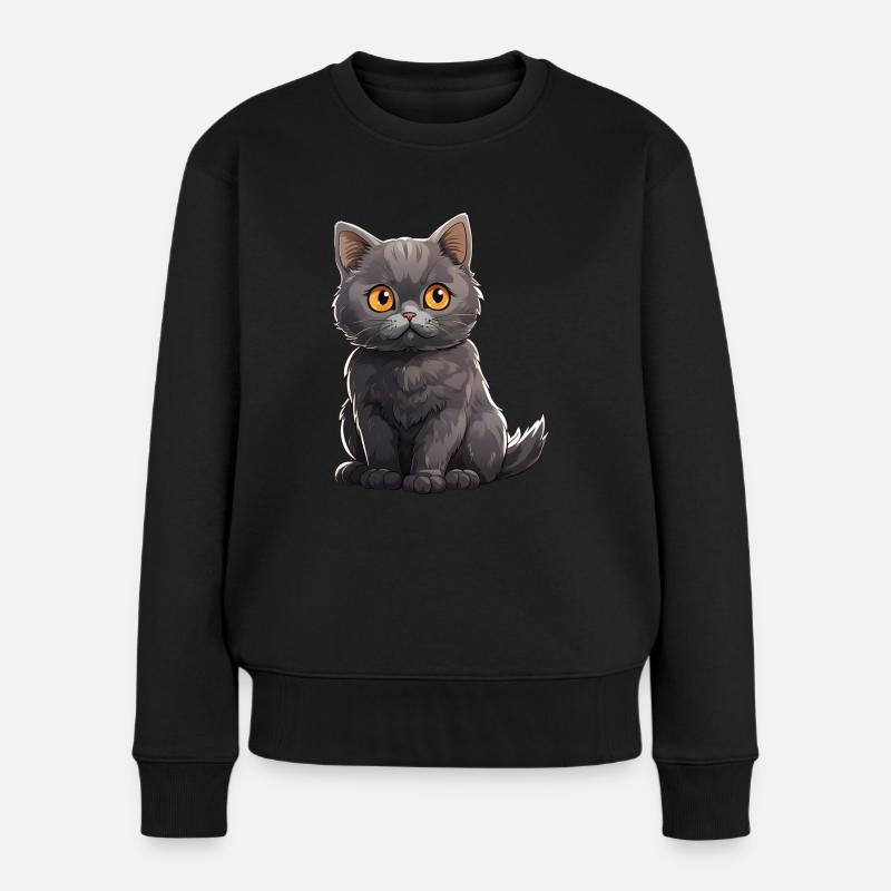 Britische Kurzhaar Katze - Frauen Premium Bio Pullover - Schwarz