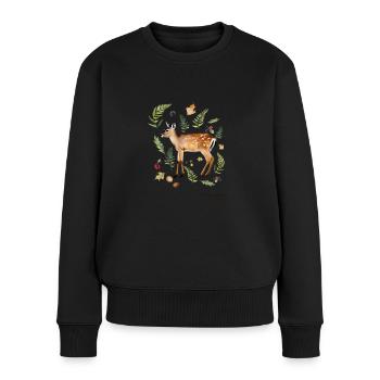 Daim avec nom en texte foncé - Pull Premium bio Femme - noir - Devant - Julia (174cm)