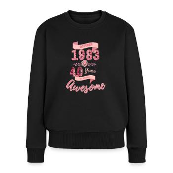 40th Birthday October 1983Elegant Rose Design - Women's Premium Organic Jumper - black - Front - Julia (174cm)