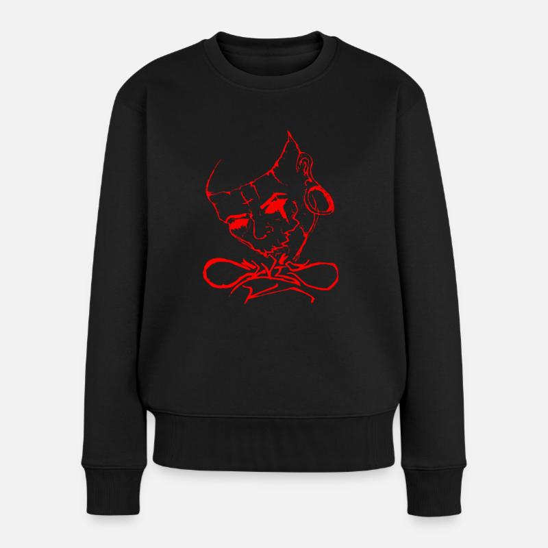 Elvis.K - Kopf mit Schrift - Frauen Premium Bio Pullover - Schwarz