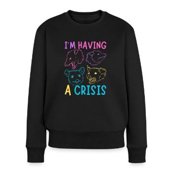 Possum Meme I'm Having A Crisis Opossum - Women's Premium Organic Jumper - black - Front - Julia (174cm)