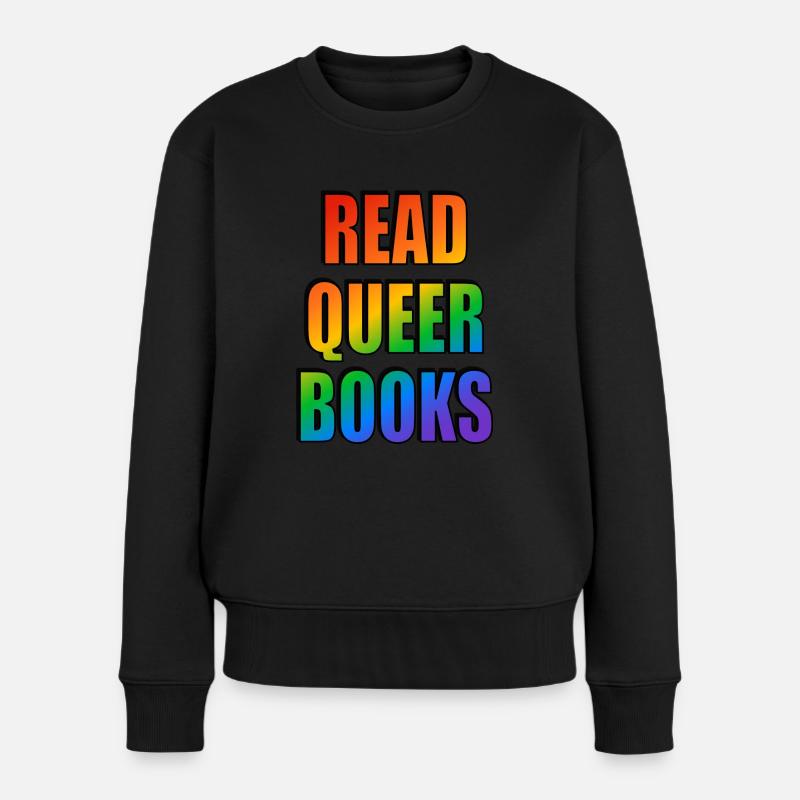 Queere Bücher lesen - Frauen Premium Bio Pullover - Schwarz