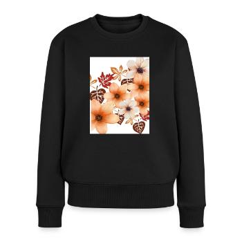Herbstblumen - Frauen Premium Bio Pullover - Schwarz - Vorne - Julia (174cm)