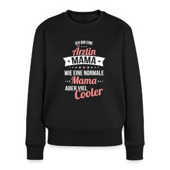 Maman médecin comme une maman normale mais beaucoup plus cool - Pull Premium bio Femme - noir - Devant - Julia (174cm)
