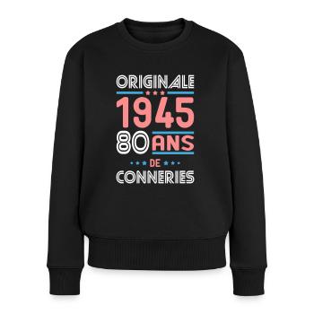 80th Birthday - Original 1945 - - Women's Premium Organic Jumper - black - Front - Julia (174cm)