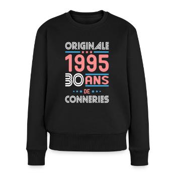 30-jähriges Jubiläum - Original 1995 - - Frauen Premium Bio Pullover - Schwarz - Vorne - Julia (174cm)