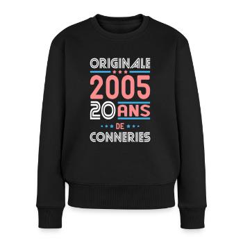 Anniversaire 20 ans - Originale 2005 - Conneries - Pull Premium bio Femme - noir - Devant - Julia (174cm)