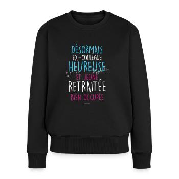 ex-collègue et retraitée heureuse cadeau Femme - Pull Premium bio Femme - noir - Devant - Julia (174cm)