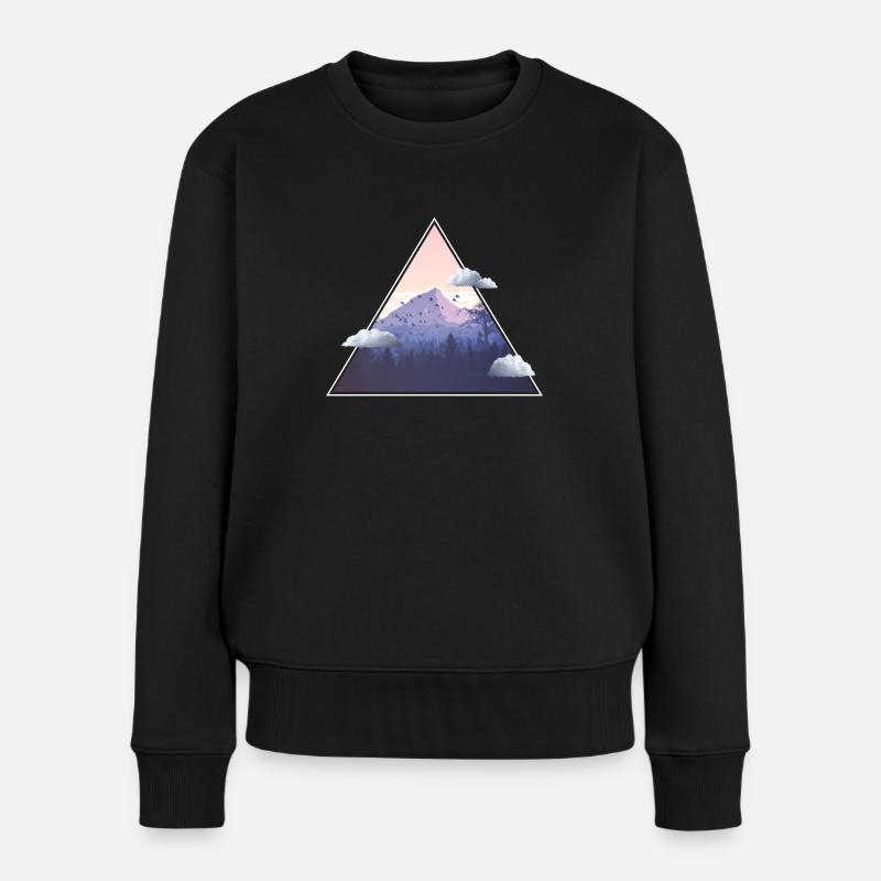 Berg mit Wolken - Frauen Premium Bio Pullover - Schwarz
