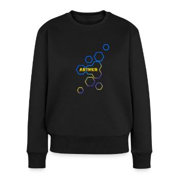 Bienenwaben Arthur - Frauen Premium Bio Pullover - Schwarz - Vorne - Julia (174cm)
