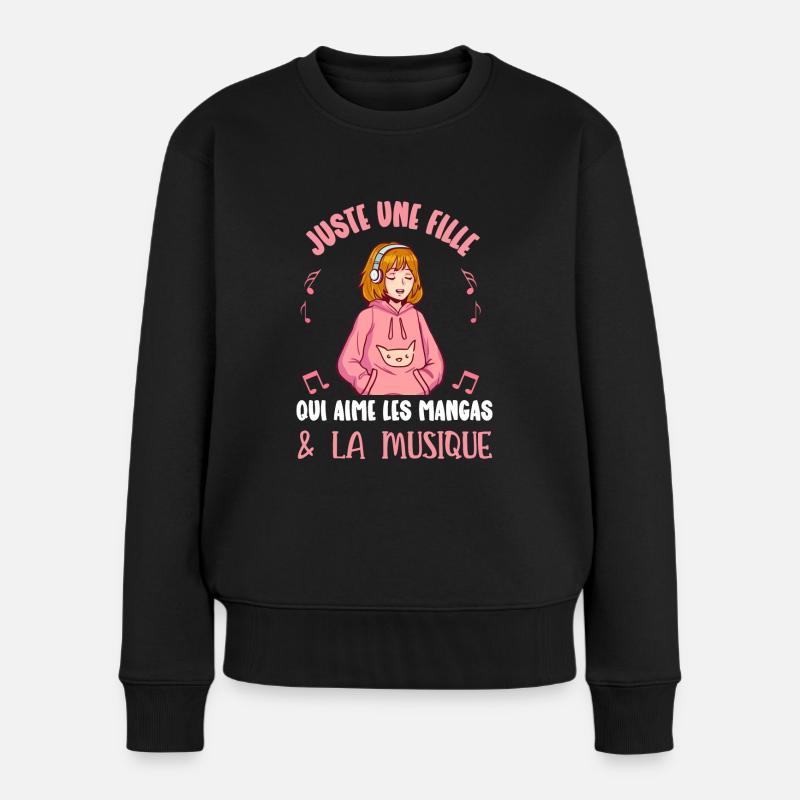 juste une fille qui aime les mangas - Pull Premium bio Femme - noir