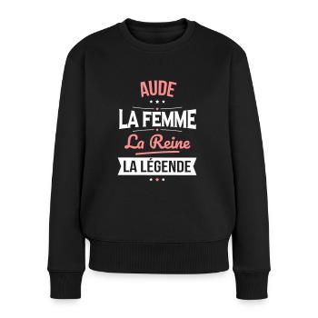 Aude - La Femme - La Reine - La Légende - Pull Premium bio Femme - noir - Devant - Julia (174cm)