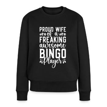 Joueur De Bingo Fière Épouse D’un Joueur De Bingo - Pull Premium bio Femme - noir - Devant - Julia (174cm)