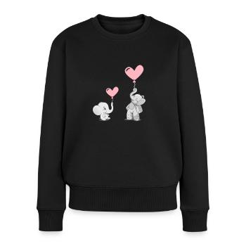 Süsse Elefanten mit Rosa Ballons - Frauen Premium Bio Pullover - Schwarz - Vorne - Julia (174cm)