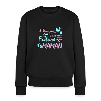 J'peux pas j'suis une future maman - Pull Premium bio Femme - noir - Devant - Julia (174cm)