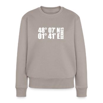 Rennes Koordinaten - Frauen Premium Bio Pullover - Taupe - Vorne - Julia (174cm)