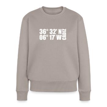 Coordonnées de Cadix - Pull Premium bio Femme - taupe - Devant - Julia (174cm)