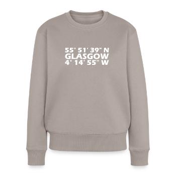 Coordonnées de Glasgow - Pull Premium bio Femme - taupe - Devant - Julia (174cm)