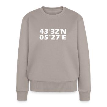 Aix-en-Provence Koordinaten - Frauen Premium Bio Pullover - Taupe - Vorne - Julia (174cm)