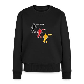 Schwarz Rot Gold Fußball Deutschland EM 2024 - Frauen Premium Bio Pullover - Schwarz - Vorne - Julia (174cm)