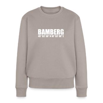 Bamberg Koordinaten - Frauen Premium Bio Pullover - Taupe - Vorne - Julia (174cm)